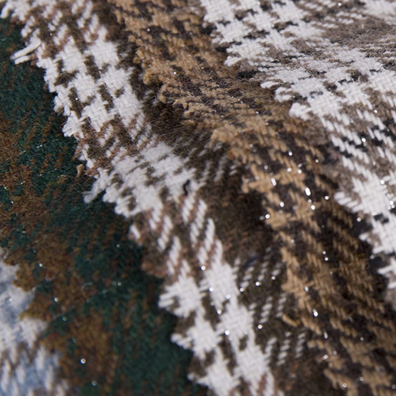 코트 2133을 위한 금속 체크 다색 격자 무늬 화학 섬유 트위드 직물