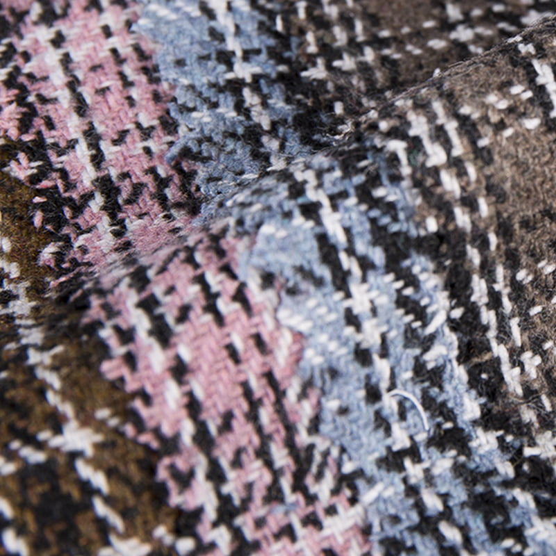 블랙라인체크 격자무늬 트위드 원단 2134