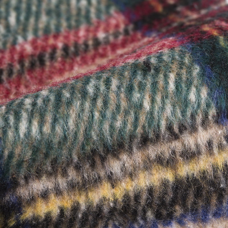 타탄 체크 트윌 레드 그린 울 10% 화학 섬유 트위드 원단 2144