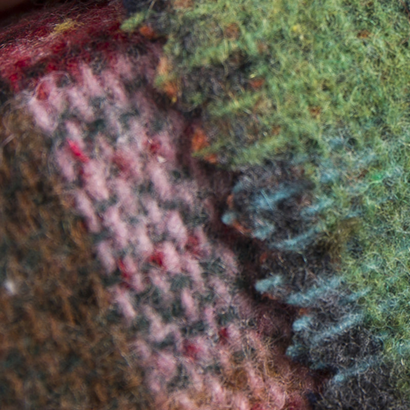 타탄 체크 멀티컬러 울 30% 화학섬유 트위드 원단 2278