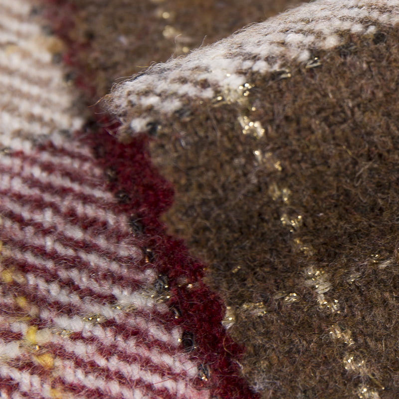 타탄 체크 무늬 골드 실버 트윌 메탈릭 트위드 원단 2576