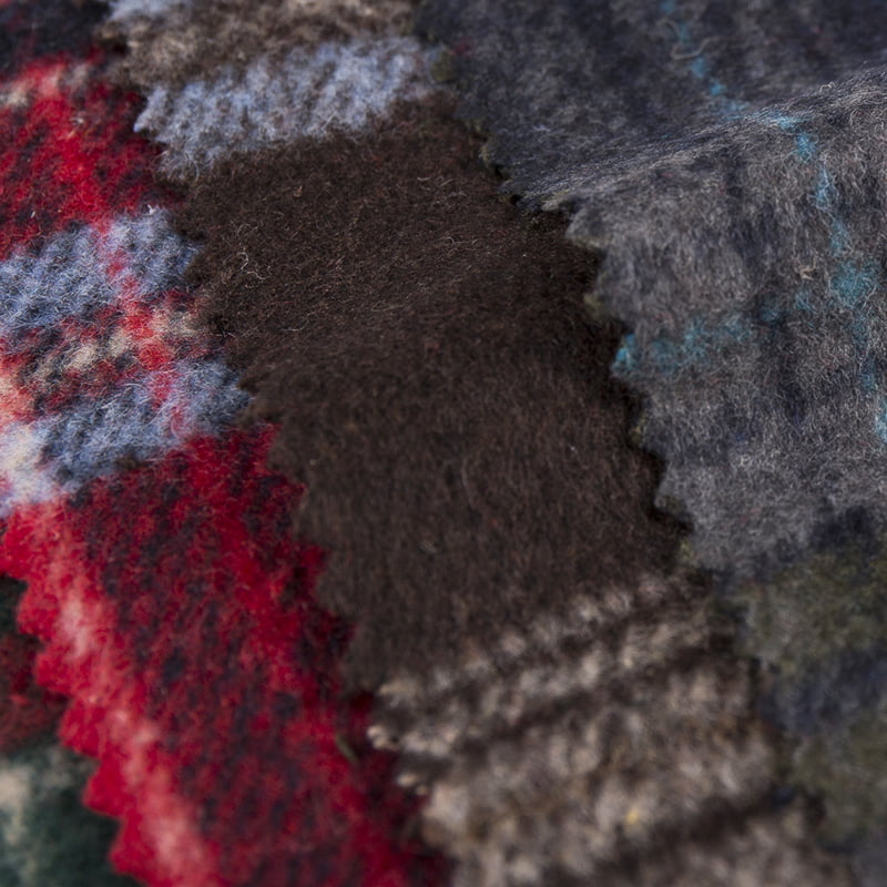 브러쉬 체크 체크 자카드 롱헤어 트위드 원단 3545