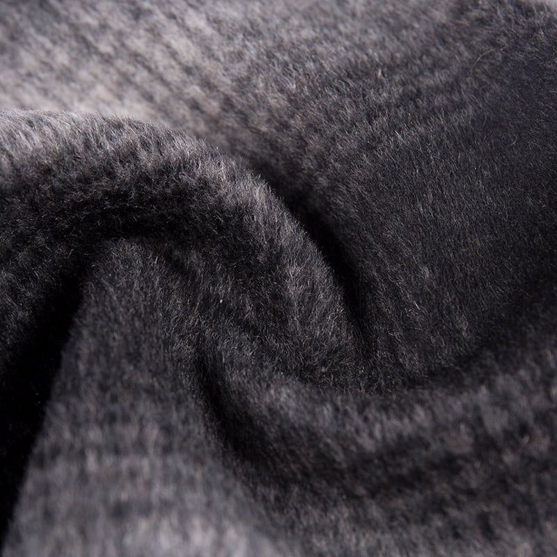 블랙 그레이 체크 격자 무늬 브러시 짠 양털 원단 ZZH24010