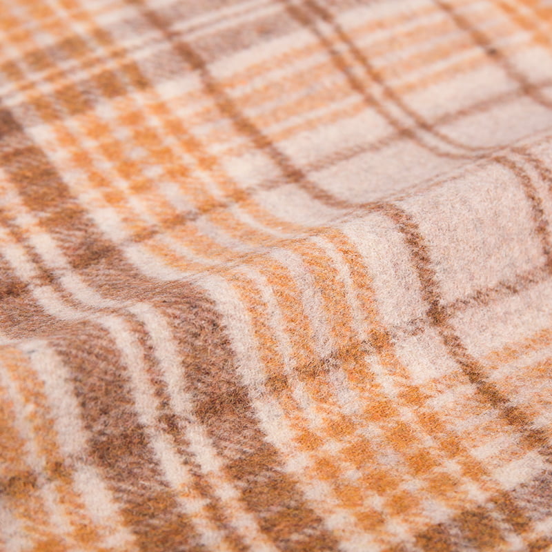 이중 얼굴 두꺼운 물떼새 격자 무늬 갈색 노란색 양털 직물 ZZH24017