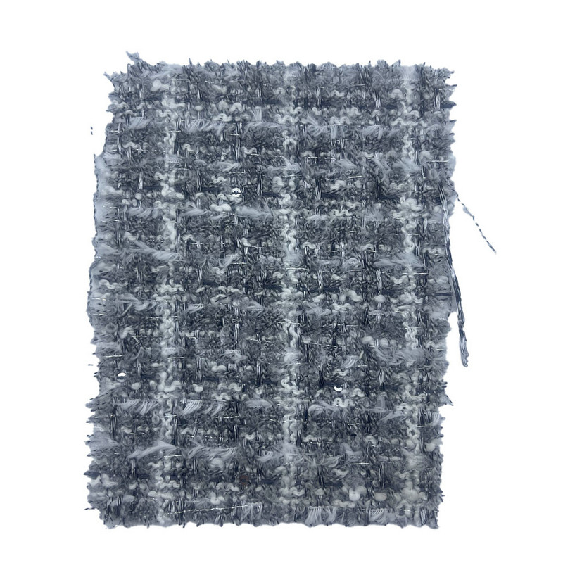 여성 의류 23503을 위한 미세한 질감 회색 격자 무늬 양각 트위드 직물