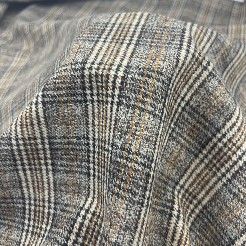 250515에 적합하도록 격자 무늬 물떼새 격자 체크 브라운 금속 직조 직물