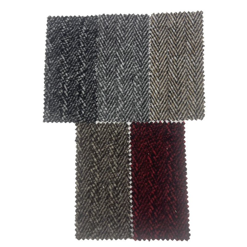 의복 4298를 위한 까만 빨간 모직 헤링본 솔 두꺼운 트위드 직물